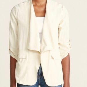Lush Drape Collar Open Blazer. Cream. Size Small. New